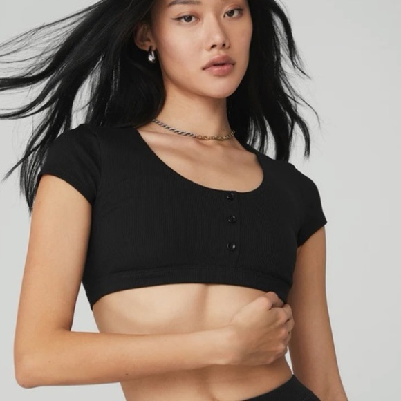Alo Yoga Blissful Henley Bra Top Black
Size S - Picture 2 of 6